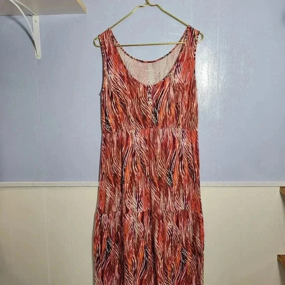 St. John's Bay Medium Multicolor Colorful Print Layered Tiered Sleeveless Dress - Picture 1 of 8